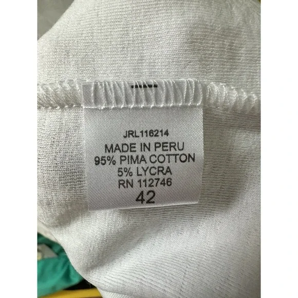Jarbo White Size 42 Half Sleeve 95% Pima Cotton Crew Neck Woman's T Shirt - Picture 5 of 6